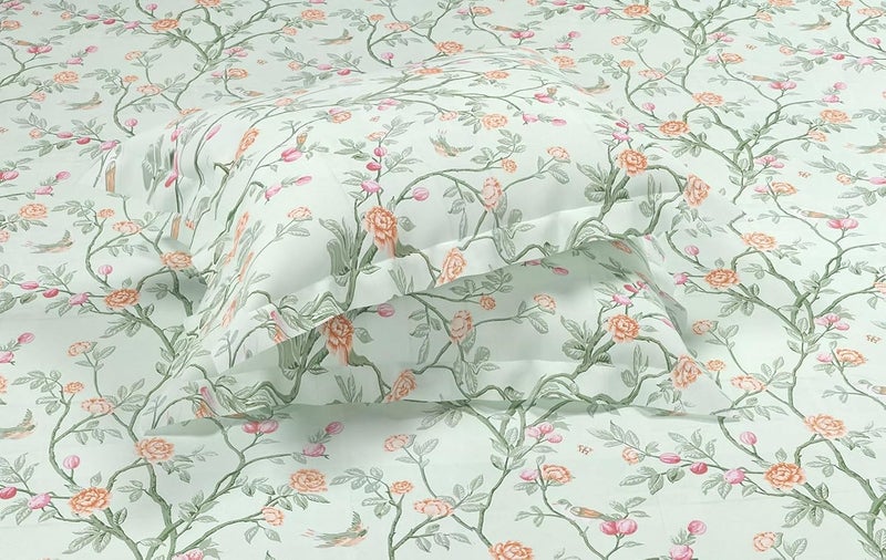 BSB مجموعة كينغستون من BSB HOME - ملاءات سرير سوبر كينغ مع 2 غطاء وسادة كينغ | ملاءات فاخرة ناعمة (3 قطع) | 108x108 بوصة، مزهرة (أبيض أخضر ووردي) - Image 5