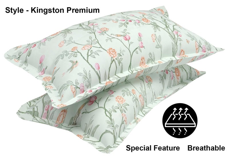BSB مجموعة كينغستون من BSB HOME - ملاءات سرير سوبر كينغ مع 2 غطاء وسادة كينغ | ملاءات فاخرة ناعمة (3 قطع) | 108x108 بوصة، مزهرة (أبيض أخضر ووردي) - Image 3