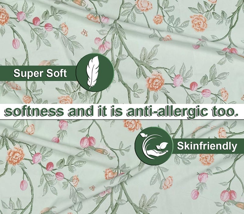BSB مجموعة كينغستون من BSB HOME - ملاءات سرير سوبر كينغ مع 2 غطاء وسادة كينغ | ملاءات فاخرة ناعمة (3 قطع) | 108x108 بوصة، مزهرة (أبيض أخضر ووردي) - Image 2