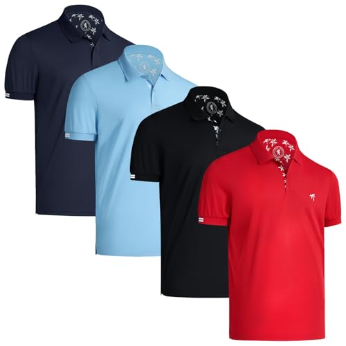 Albert Morris Mens Striped Short Sleeve Polo Shirts 4 Pack - Regular Fit - Multicolor - Magic Maui Pack - Large - Image 1