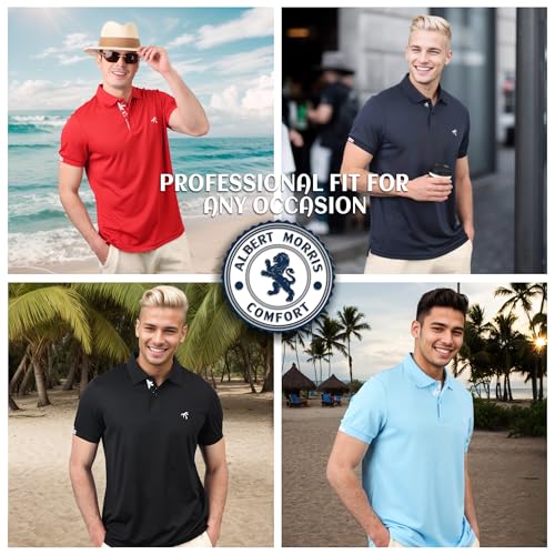 Albert Morris Mens Striped Short Sleeve Polo Shirts 4 Pack - Regular Fit - Multicolor - Magic Maui Pack - Large - Image 3