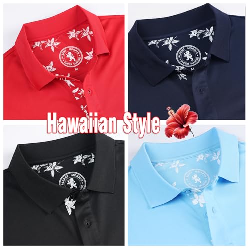 Albert Morris Mens Striped Short Sleeve Polo Shirts 4 Pack - Regular Fit - Multicolor - Magic Maui Pack - Large - Image 2