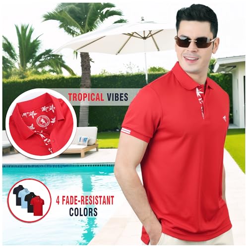Albert Morris Mens Striped Short Sleeve Polo Shirts 4 Pack - Regular Fit - Multicolor - Magic Maui Pack - Large - Image 4