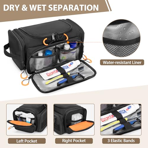 Prokva Tactical Toiletry Bag for Men, Hanging Hygiene Bag, Travel Dopp Kit Organizer for Shaving, Shower Essentials and Toiletries, Black (Empty Bag) - Image 2