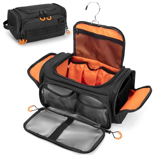 Prokva Tactical Toiletry Bag for Men, Hanging Hygiene Bag, Travel Dopp Kit Organizer for Shaving, Shower Essentials and Toiletries, Black (Empty Bag) - Image 1
