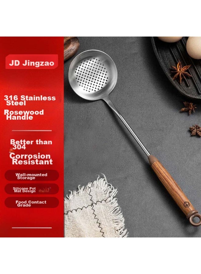 JD.com Jd Jingzao 316 Stainless Steel Strainer, Rosewood Heat-resistant Handle, Long-handled Mesh Skimmer, Noodle Scoop, Hot Pot Ladle - Image 1