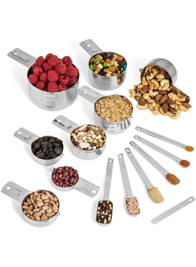 Hudson Essentials Stainless Steel Measuring Cups and Spoons Set (15 Piece Set) - Image 3