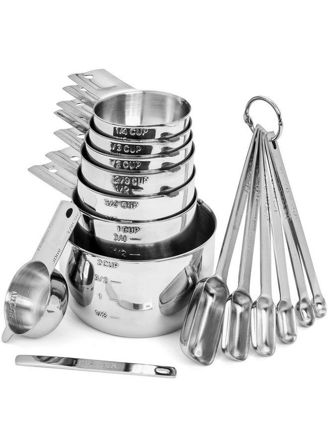 Hudson Essentials Stainless Steel Measuring Cups and Spoons Set (15 Piece Set) - Image 1