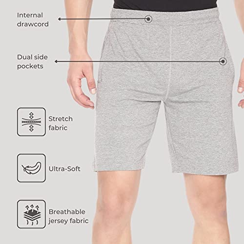 Pepe Jeans Athleisure Men Knit Cotton Stretch Shorts | Breathable Cotton Jersey, Gym and Casual Wear | with Drawstring and Zip Pocket in Grey Melange - XL - Image 5