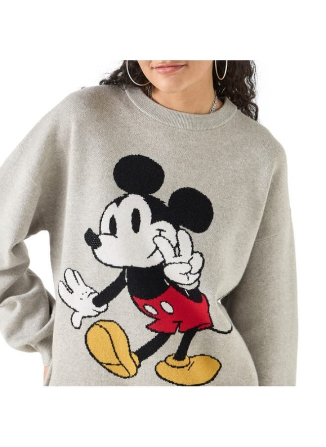 SP Characters Mickey Mouse Textured Sweater with Long Sleeves and Crew Neck  - Image 3