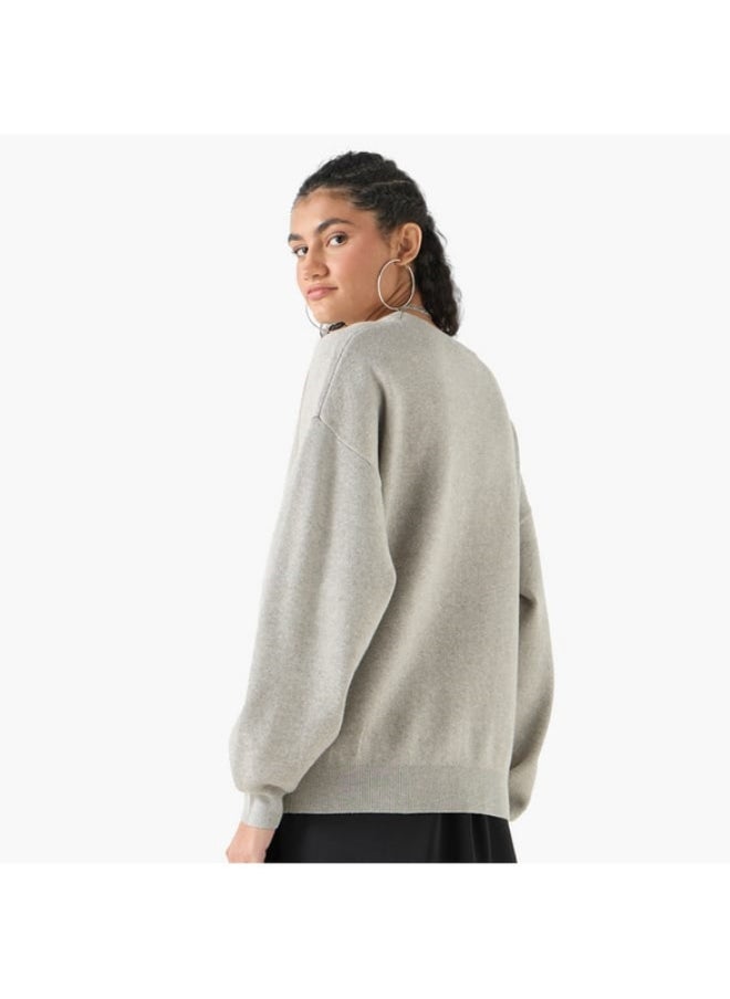 SP Characters Mickey Mouse Textured Sweater with Long Sleeves and Crew Neck  - Image 2