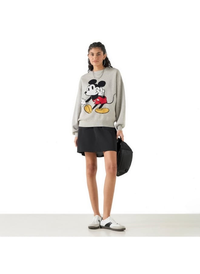 SP Characters Mickey Mouse Textured Sweater with Long Sleeves and Crew Neck  - Image 4