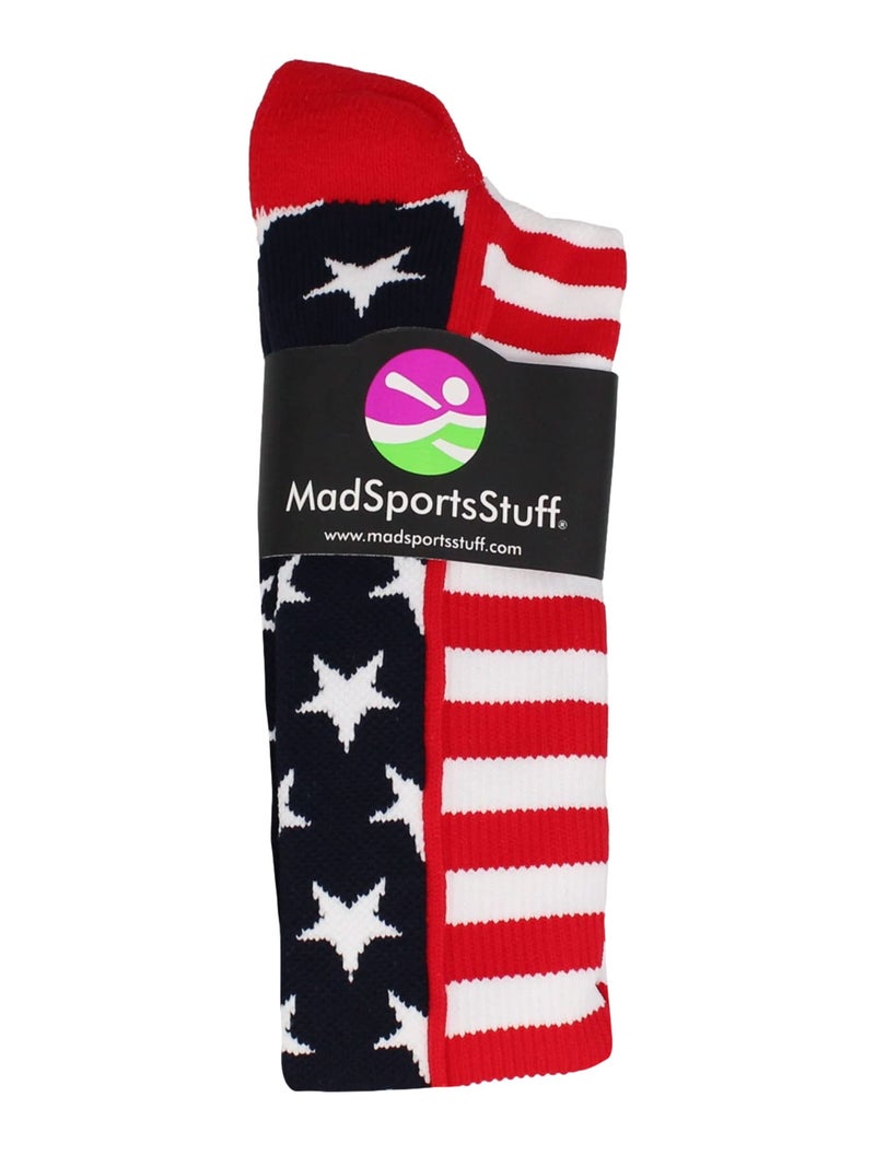 MadSportsStuff USA American Flag Stars and Stripes Over the Calf Socks (Navy/Red/White, Small) - Patriotic Knee High Socks for Softball, Baseball, Football, Soccer & More - Patriotic Sports Socks - Image 2
