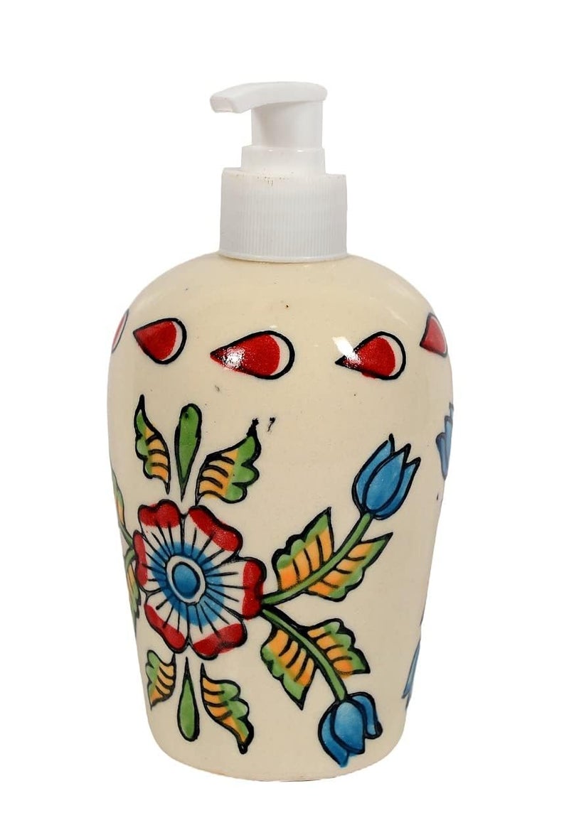 Skywalk Hand Painted Ceramic Liquid Soap Dispenser for Bathroom & Kitchen 250 Ml