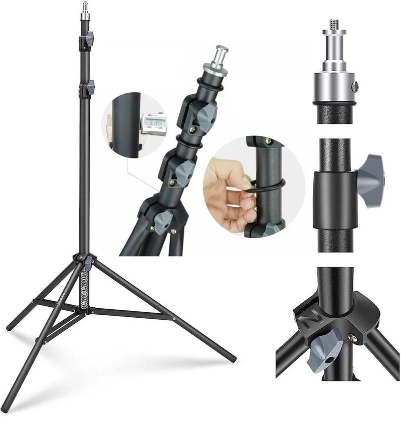 FKU 7 Feet Photography Light Stand Heavy Duty Spring Loaded Aluminum Stand Tripod (Black, Supports Up to 10000 g) - Image 1