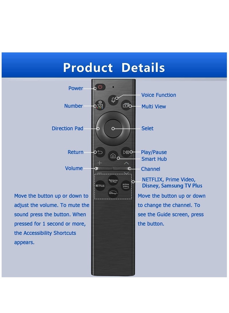 Generic Voice Remote Control Replacement for Samsung Smart TV Remote Controller with Voice Function, Replacement for Samsung Crystal UHD QLED 4K 8K Smart TVs(2020/2021/ 2022)  - Image 5