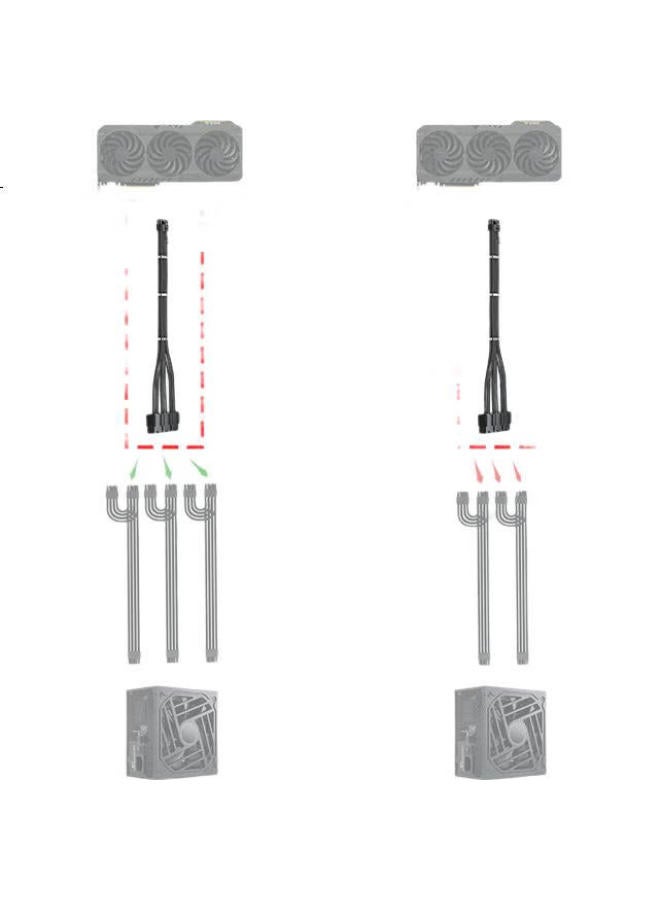 Kelepu Graphics Card Power Extension Cable 12Vhpwr Graphics Card 3*8Pin To 16Pin(12+4P) Support 3090Ti/40 Series【12+4P To 3*8P】Black 340Mm - Image 1