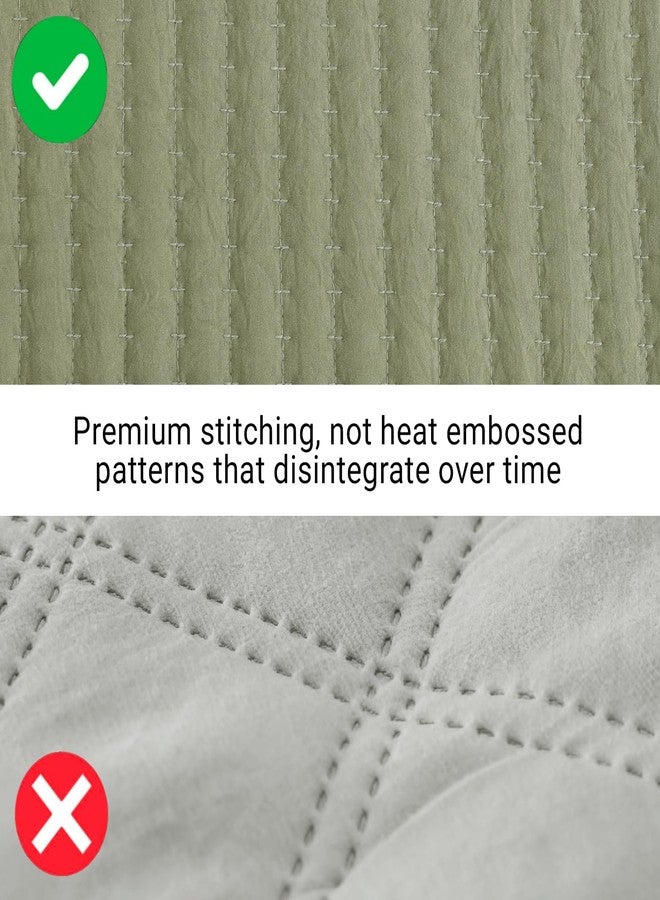 WRENSONGE Olive Green California/Oversized King Size Quilt Bedding Set with 2 Pillow Shams -3 Pieces Lightweight Soft Summer Bedspreads Coverlet for All Season - Image 3