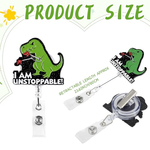 Kenning Funny Animal Glitter Acrylic Badge Holder with Alligator Clip Cute Retractable Badge Reel for ID Card Key Keychain, Funny Gift for Coworkers Teachers Students Doctors Nurse - Image 2
