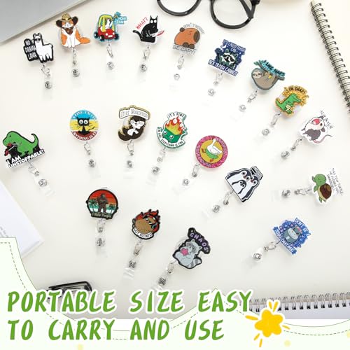 Kenning Funny Animal Glitter Acrylic Badge Holder with Alligator Clip Cute Retractable Badge Reel for ID Card Key Keychain, Funny Gift for Coworkers Teachers Students Doctors Nurse - Image 4