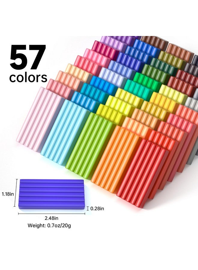 شاتل أرت Y, Shuttle Art 57 لونًا من طين النمذجة المخبوز في الفرن، مجموعة طين إبداعية مع 19 أداة طين و10 أنواع من الملحقات، غير سامة وغير لاصقة، هدية مثالية للحرف اليدوية الفنية للأطفال والكبار - Image 2