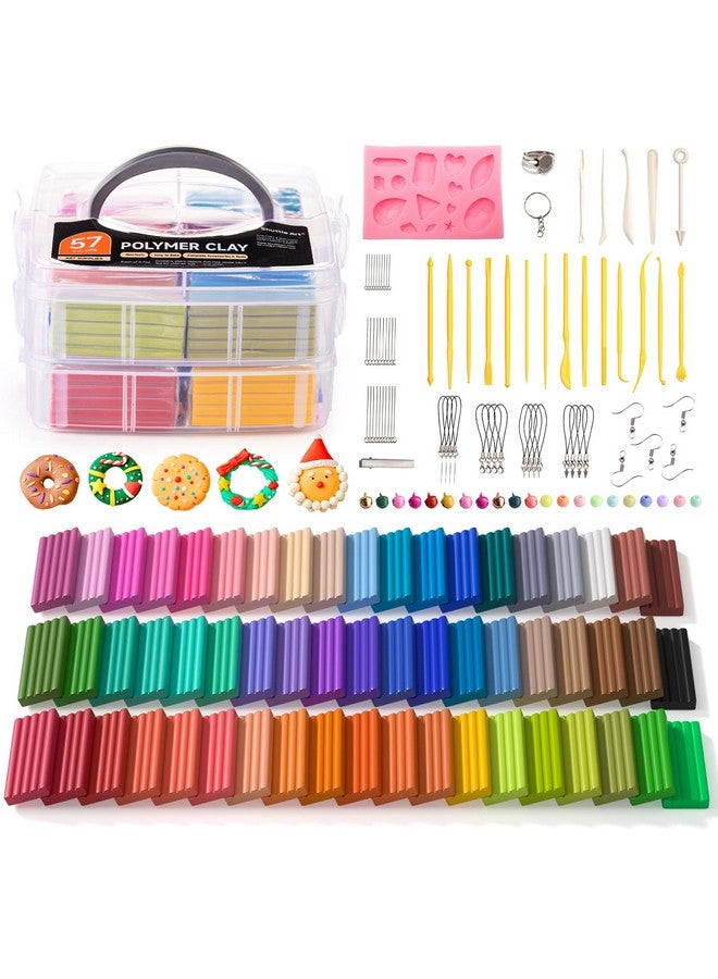 شاتل أرت Y, Shuttle Art 57 لونًا من طين النمذجة المخبوز في الفرن، مجموعة طين إبداعية مع 19 أداة طين و10 أنواع من الملحقات، غير سامة وغير لاصقة، هدية مثالية للحرف اليدوية الفنية للأطفال والكبار - Image 1