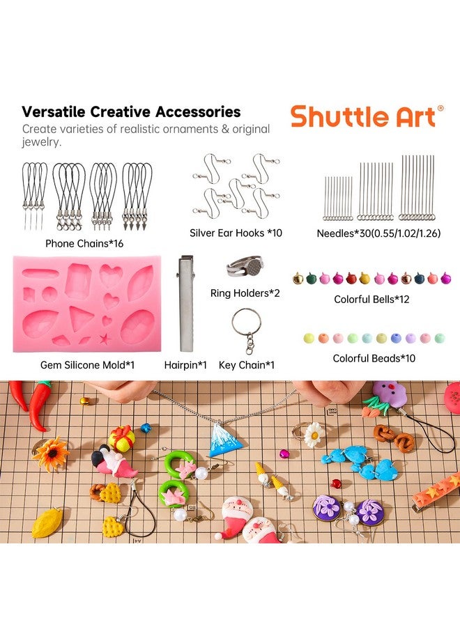 شاتل أرت Y, Shuttle Art 57 لونًا من طين النمذجة المخبوز في الفرن، مجموعة طين إبداعية مع 19 أداة طين و10 أنواع من الملحقات، غير سامة وغير لاصقة، هدية مثالية للحرف اليدوية الفنية للأطفال والكبار - Image 4