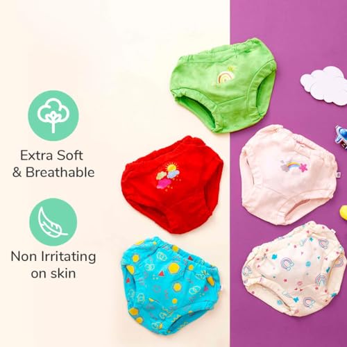 superbottoms Basic™ Brief for Kids | Unisex, 100% Pure Cotton | Soft & Breathable Underwear | Baby Brief for 9m – 12m | Comfortable & Durable | Assorted | Pack of 5 - Image 2