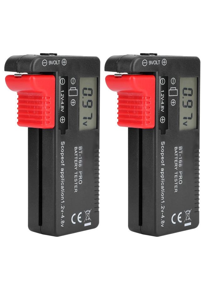 Thoraya 2Pcs Digital Battery Capacity Checkered Tester Voltage Checker Battery Testing Tool  - Image 1