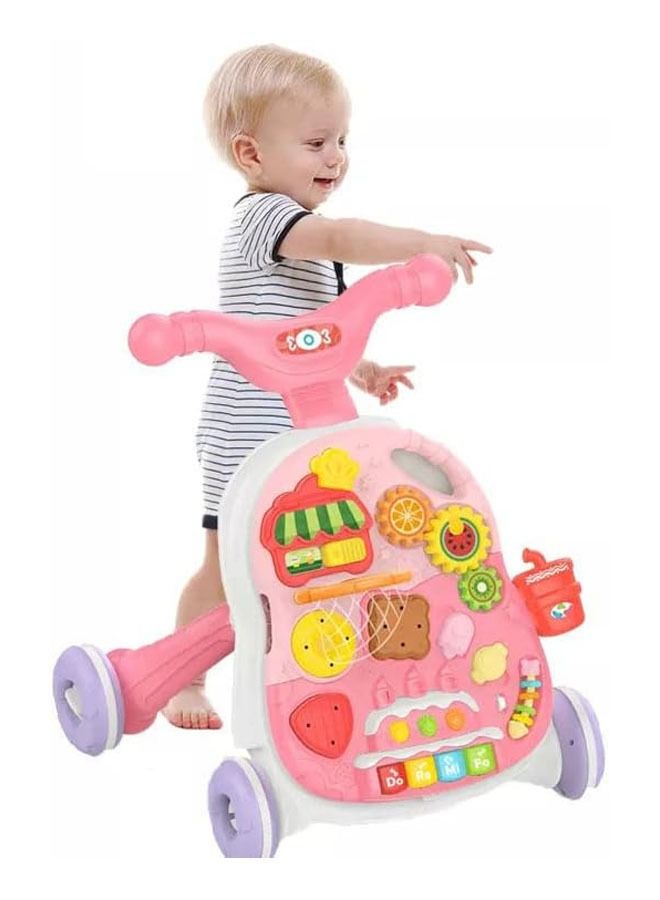 ميكسد في 1 مشاية طفل ، مشايات دفع الطفل ، تجميع سكوتر / دراجة نارية / مركز نشاط / لوحة قابلة للفصل ، ألعاب المشي تعلم المشاية للأطفال الصغار (وردي) - Image 2