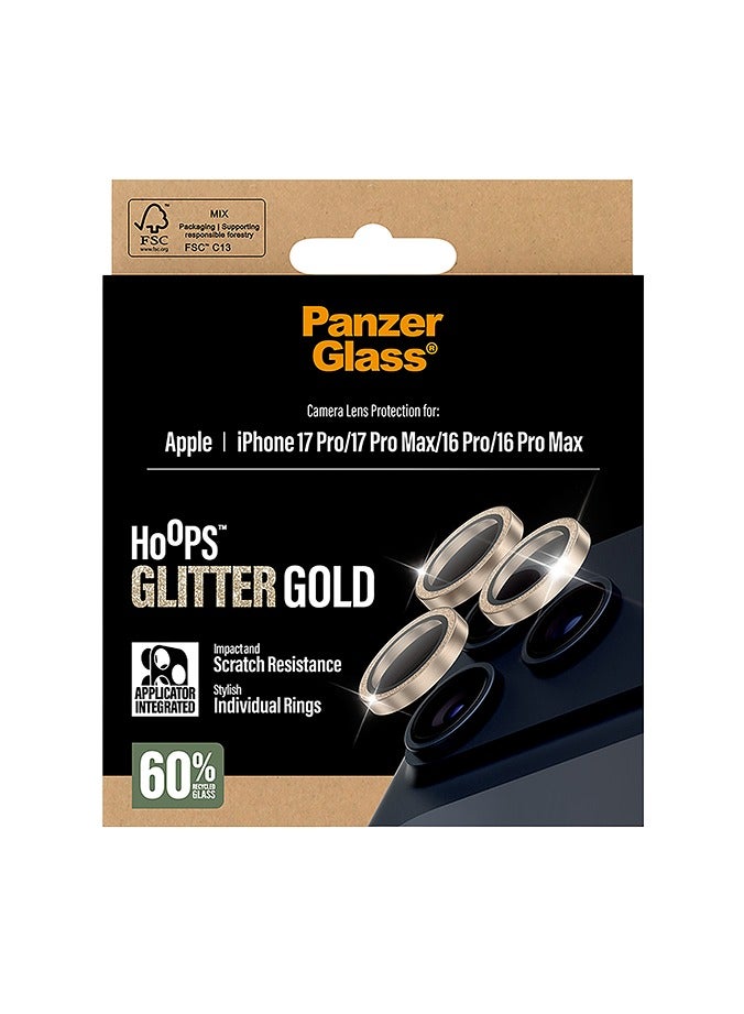 PanzerGlass Hoops Glitter Camera Lens Protector iPhone 17 Pro and 17 Pro Max /16 Pro / 16 Pro Max - Glitter Gold - Image 4