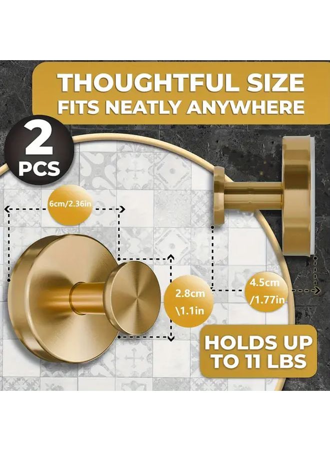 Golden Shower Hooks 2pcs Quick Install Rustproof Suction Cup Holds 11 lbs Removable Towel Hooks - Image 4