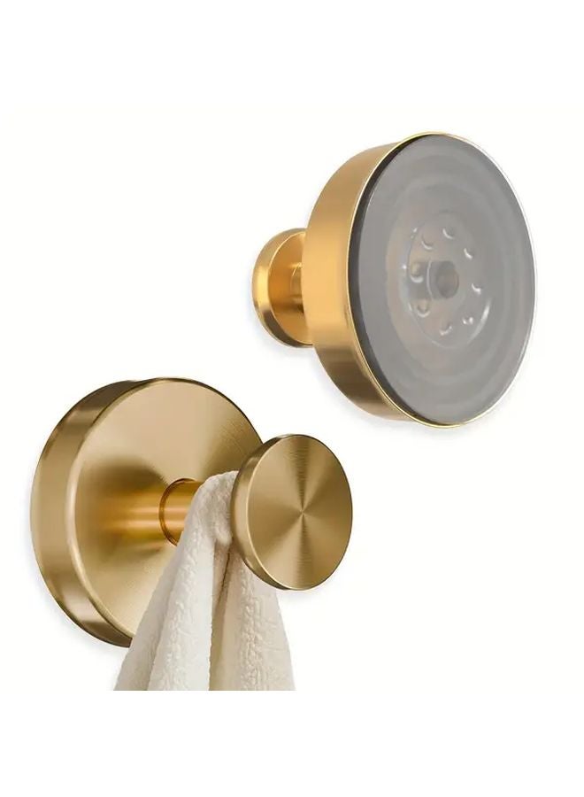 Golden Shower Hooks 2pcs Quick Install Rustproof Suction Cup Holds 11 lbs Removable Towel Hooks - Image 1