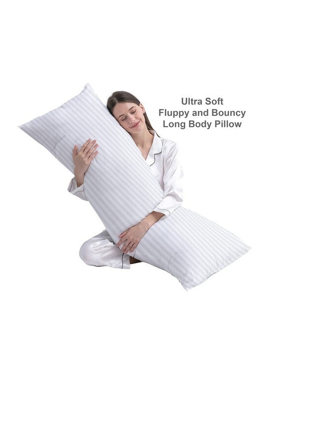 PROMASS Long Body Pillow 1pc, Fabric: 100% Polyester 85 GSM Microfiber 1 cm Stripe Super Soft, Filling: 1300 gm Hollow Fiber Comfort, Breathable & Ultra Soft , Size: 45 x 120 cm, Color: Cream - Image 4