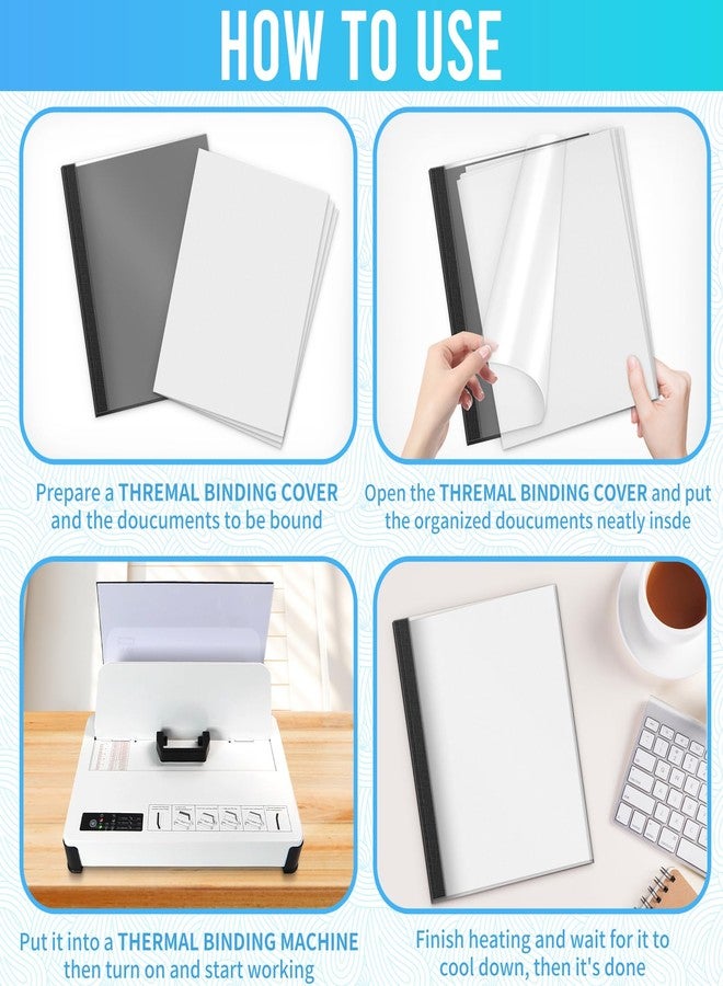 RAYSON Thermal Binding Covers, Letter Size, 1/2in, Black (15) & White (10) Binding Presentation Cover, Pack of 25 - Image 5