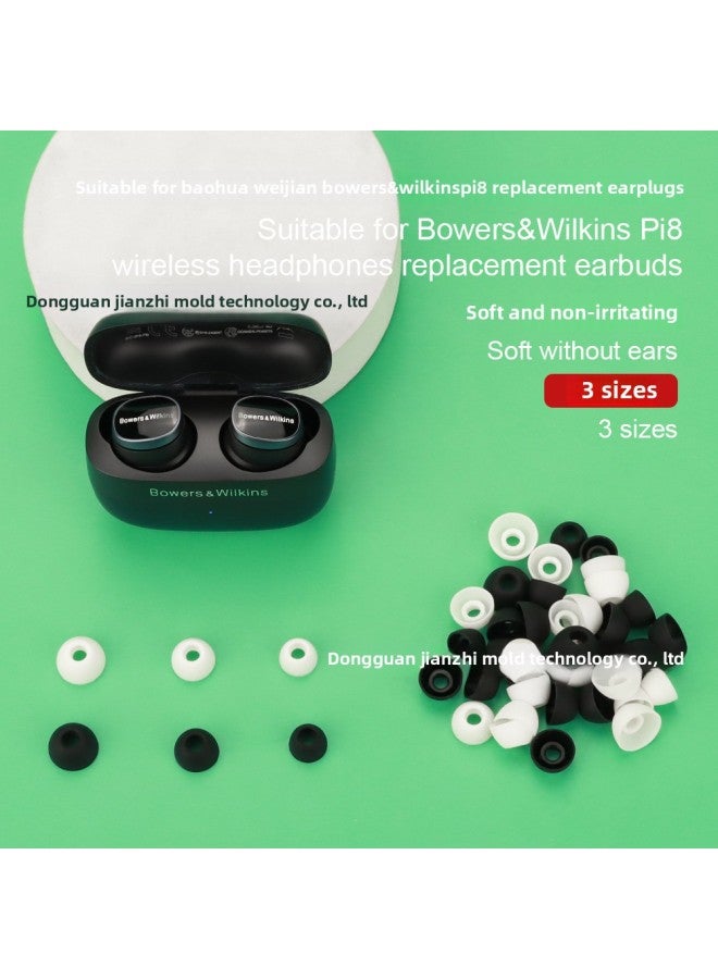 Suitable For Baohua Wei Jian Bowers & Wilkins Pi8 Headset Replacement Earplug Ear TWS Silicone Ear Cap-Color:Black-Model:Pi8 Replacement Earplugs - Image 2