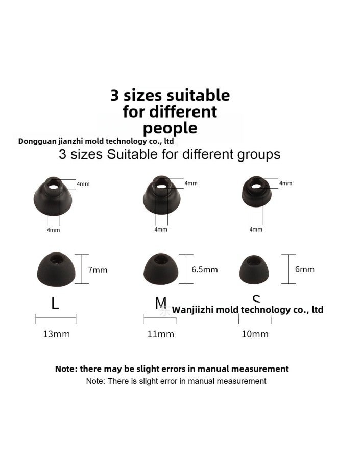 Suitable For Baohua Wei Jian Bowers & Wilkins Pi8 Headset Replacement Earplug Ear TWS Silicone Ear Cap-Color:Black-Model:Pi8 Replacement Earplugs - Image 5