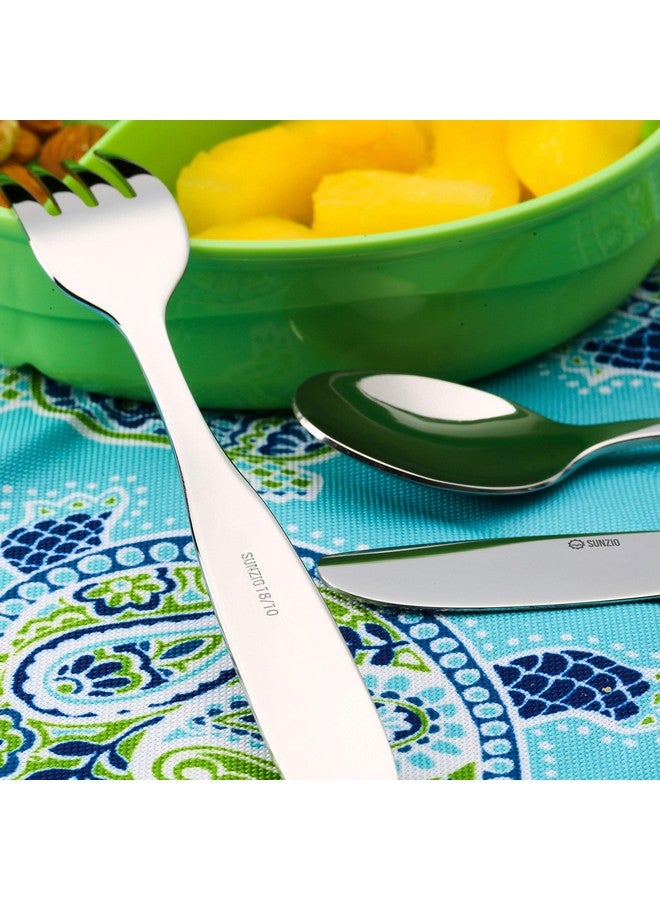 SunZio Kids Silverware Set, 18/10 Stainless Steel 12 Piece Cutlery Set with 4 Forks, 4 Spoons, 4 Small Knives, Toddler Metal Travel Utensils with Case, Child Safe Flatware, Dishwasher Safe, 1 Set - Image 4