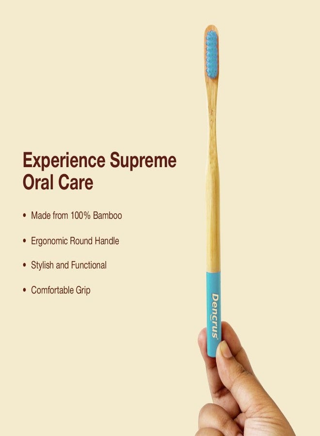 Dencrus ORBY PLUS Bamboo Toothbrush | Pack of 5 | Natural Soft Bristles | Biodegradable and Compostable Handle | Eco-friendly | RED, BLUE, YELLOW, LAVENDER & PINK - Image 3