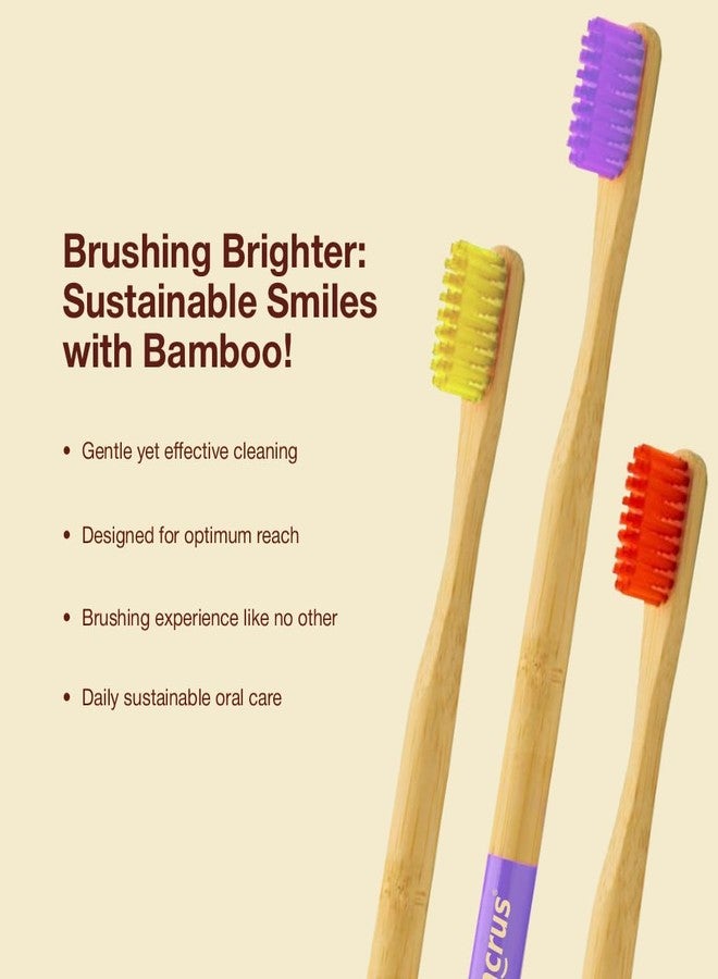 Dencrus ORBY PLUS Bamboo Toothbrush | Pack of 5 | Natural Soft Bristles | Biodegradable and Compostable Handle | Eco-friendly | RED, BLUE, YELLOW, LAVENDER & PINK - Image 5