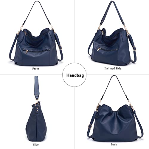 Idesort Large Crossbody Bags Ladies Shoulder Handbags Purse and Wallet Set for Women Hobo Purses NavyBlue - Image 4