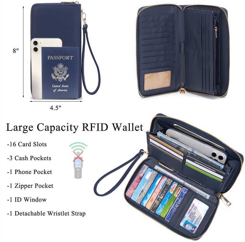 Idesort Large Crossbody Bags Ladies Shoulder Handbags Purse and Wallet Set for Women Hobo Purses NavyBlue - Image 2
