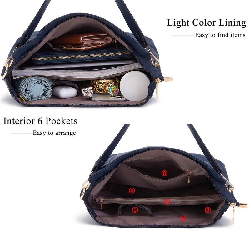 Idesort Large Crossbody Bags Ladies Shoulder Handbags Purse and Wallet Set for Women Hobo Purses NavyBlue - Image 5