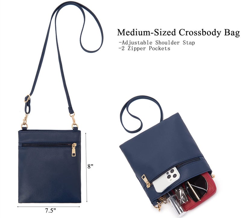 Idesort Large Crossbody Bags Ladies Shoulder Handbags Purse and Wallet Set for Women Hobo Purses NavyBlue - Image 3