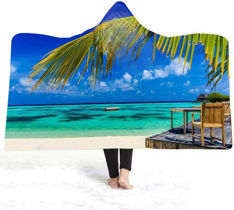 Winter Plush Wearable Cloak Double-Layer Bath Kids Adult Throw Beach Sea Printed Hooded Blanket Daily Use (Colour: 7 Size: 200150) (13,200 x 150) - Image 5
