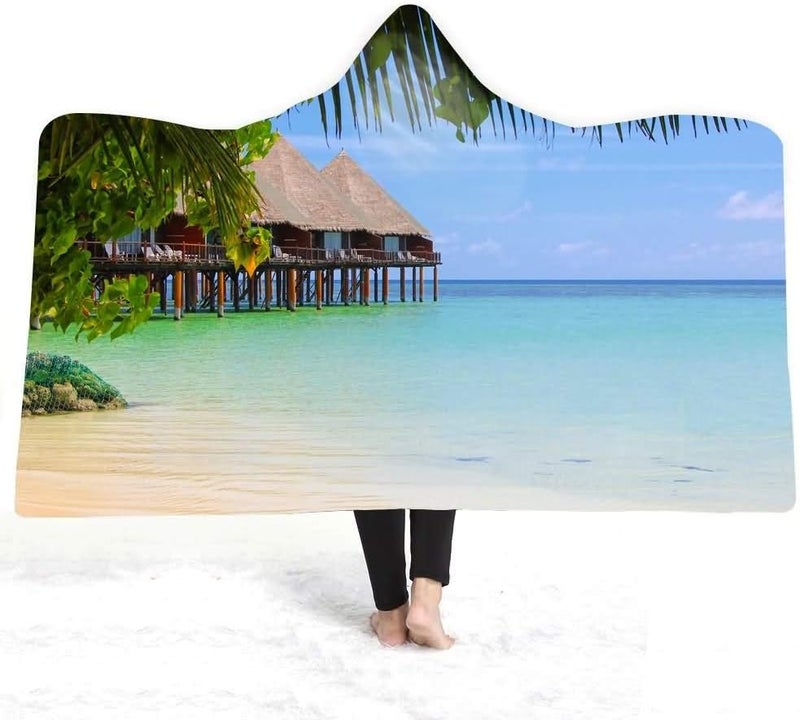 Winter Plush Wearable Cloak Double-Layer Bath Kids Adult Throw Beach Sea Printed Hooded Blanket Daily Use (Colour: 7 Size: 200150) (13,200 x 150) - Image 4