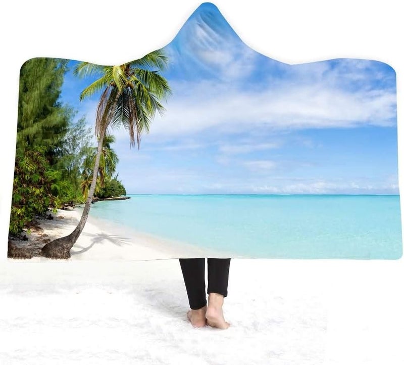Winter Plush Wearable Cloak Double-Layer Bath Kids Adult Throw Beach Sea Printed Hooded Blanket Daily Use (Colour: 7 Size: 200150) (13,200 x 150) - Image 1