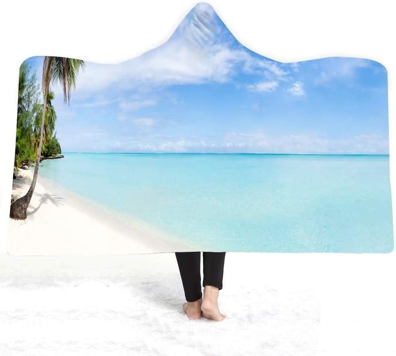 Winter Plush Wearable Cloak Double-Layer Bath Kids Adult Throw Beach Sea Printed Hooded Blanket Daily Use (Colour: 7 Size: 200150) (13,200 x 150) - Image 2