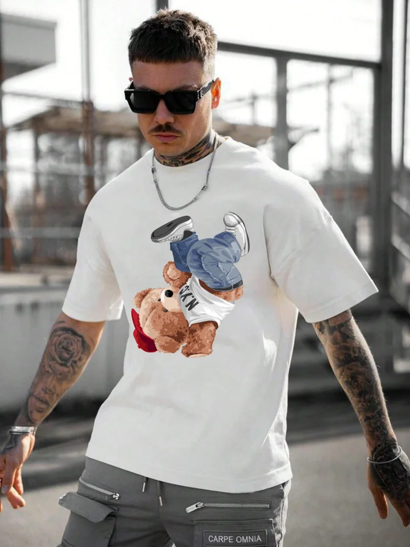 DogFish Men's Printed White Crew Neck Oversize Teddy Salas T-Shirt