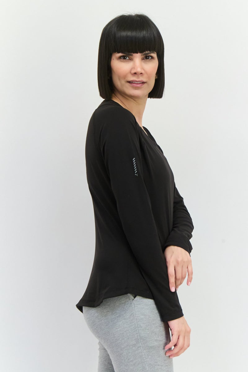 PUMA بلوزة رياضية نسائية بأكمام طويلة مناسبة للجري، سوداء - Image 4